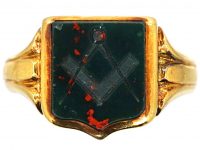 Edwardian 18ct Gold Signet Ring with Bloodstone Masonic Intaglio