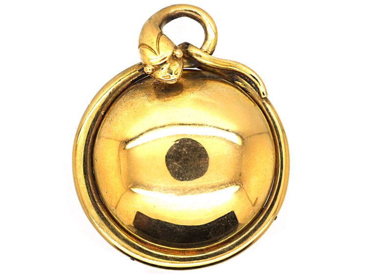 Early Victorian 15ct Gold Round Locket with Snake Surround