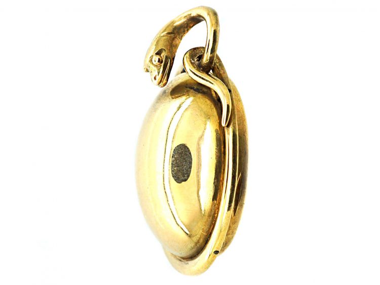 Early Victorian 15ct Gold Round Locket with Snake Surround