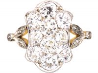 Edwardian 18ct Gold & Platinum Plaque Ring set with Diamonds with Rose Diamond set Shoulders