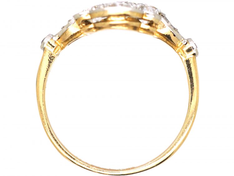 Edwardian 18ct Gold & Platinum Plaque Ring set with Diamonds with Rose Diamond set Shoulders