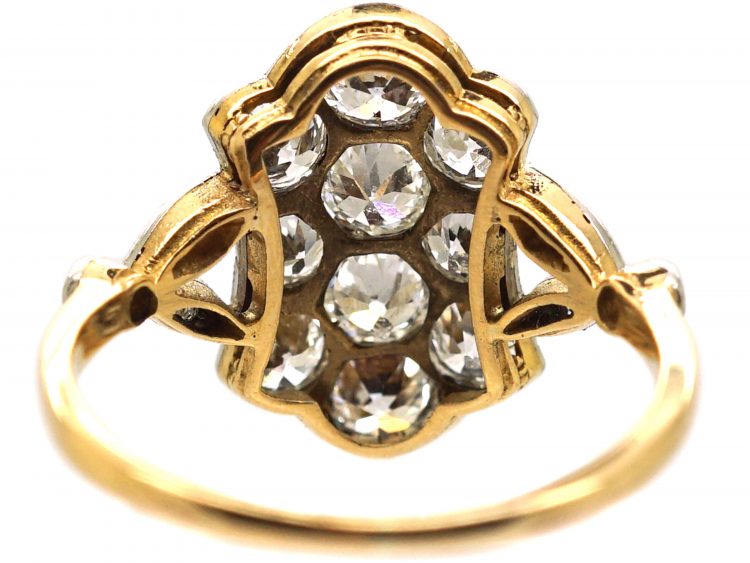 Edwardian 18ct Gold & Platinum Plaque Ring set with Diamonds with Rose Diamond set Shoulders