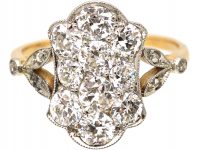 Edwardian 18ct Gold & Platinum Plaque Ring set with Diamonds with Rose Diamond set Shoulders