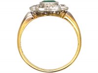 Edwardian 18ct Gold & Platinum, Emerald & Diamond Cluster Ring