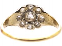 Georgian 15ct Gold & Silver, Old Mine Cut Diamond Cluster Ring