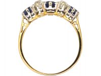 Edwardian 18ct Gold Square Cut Sapphire & Diamond Ring