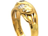 Edwardian 18ct Gold Double Snake Ring set with Old Mine Cut Diamonds