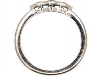 18ct White Gold, Three Stone Diamond & Emerald Ring