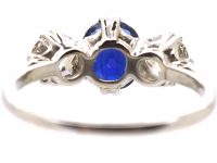 Platinum Three Stone Sapphire & Diamond Ring