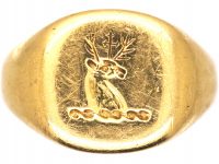 Early 20th Century 18ct Gold Signet Ring with Intaglio of a Stag's Head