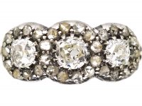 Edwardian 18ct Gold & Platinum, Triple Cluster Diamond Ring