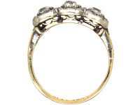 Edwardian 18ct Gold & Platinum, Triple Cluster Diamond Ring