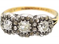 Edwardian 18ct Gold & Platinum, Triple Cluster Diamond Ring