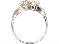 Edwardian Platinum Two Stone Diamond Crossover Ring