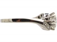 Edwardian Platinum Two Stone Diamond Crossover Ring