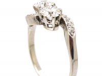 Edwardian Platinum Two Stone Diamond Crossover Ring