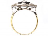 Art Deco 18ct Gold & Platinum, Onyx & Diamond Hexagonal Shaped Ring