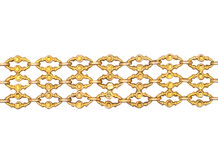 Edwardian 15ct Gold Woven Three Line Bracelet