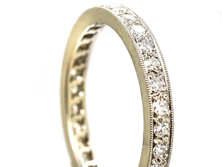 Edwardian Narrow Platinum Eternity Ring set with Diamonds