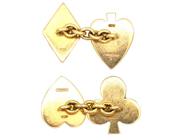 9ct Gold Cufflinks of Card Suits