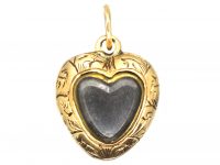 Georgian 15ct Gold & Turquoise Heart Shaped Pendant with Locket on the Reverse