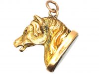 1950s 9ct Gold Horse Fob Seal with Bloodstone Base