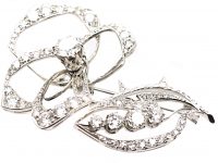 Vintage 18ct White Gold Diamond Set Rose Brooch