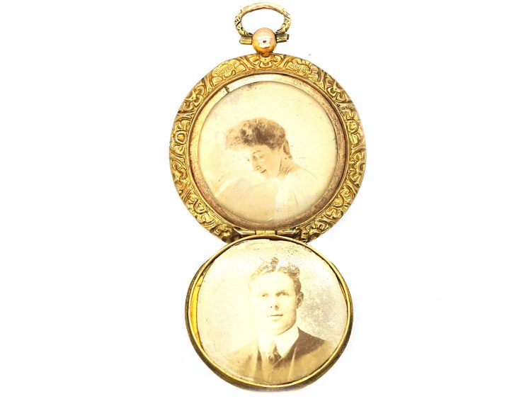 Victorian Round 9ct Gold Back & Front Locket that Opens Both Sides