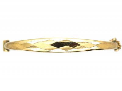 Vintage 9ct Gold Faceted Bangle by Smith & Pepper