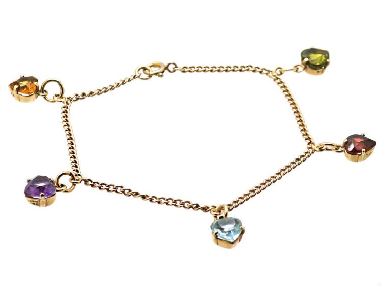 1950's 9ct Gold Multi Gemstone Bracelet by Deakin & Francis