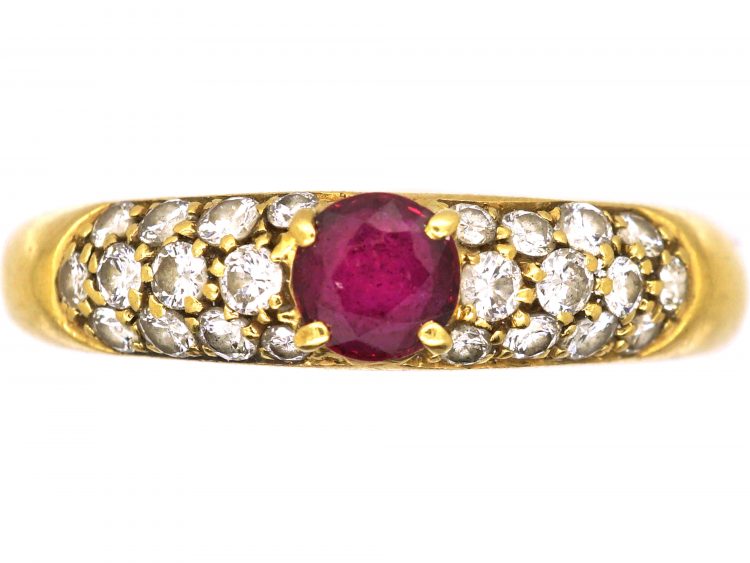 Vintage 18ct Gold by Chaumet set with a Ruby & Diamonds