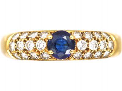 Vintage 18ct Gold Ring by Chaumet set with a Sapphire & Diamonds