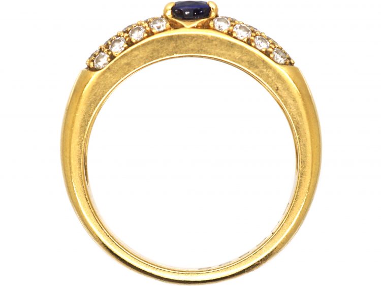 Vintage 18ct Gold Ring by Chaumet set with a Sapphire & Diamonds