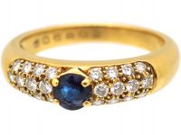 Vintage 18ct Gold Ring by Chaumet set with a Sapphire & Diamonds