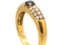 Vintage 18ct Gold Ring by Chaumet set with a Sapphire & Diamonds