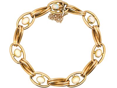 Edwardian 15ct Gold Bracelet set with Opals