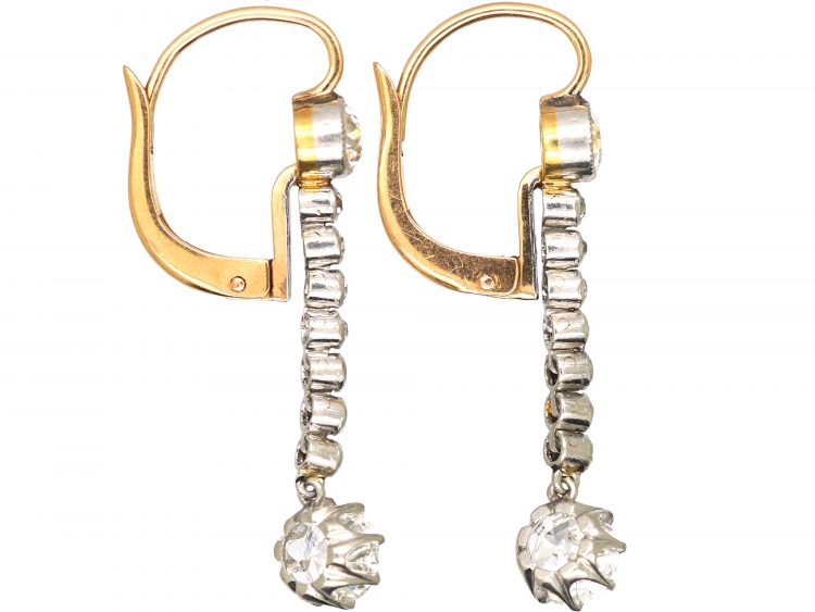 Early 20th Century 15ct Gold & Platinum, Diamond Drop Earrings