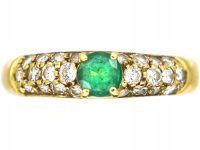 Vintage 18ct Gold Ring by Chaumet set with an Emerald & Diamonds