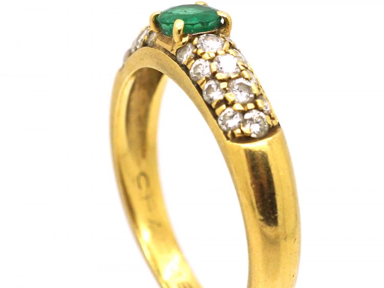 Vintage 18ct Gold Ring by Chaumet set with an Emerald & Diamonds