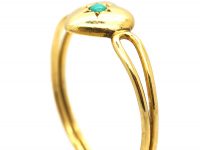 Edwardian 18ct Gold Heart Shaped Ring set with a Turquoise