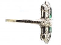 Early 20th Century Platinum Ring set with Emeralds, Onyx & Diamonds