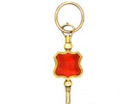 Victorian 15ct Gold Watch Key with Carnelian Intaglio of a Lion & Monogram on a Split Ring