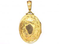 Edwardian 9ct Gold Oval Locket with Engraving on Both Sides