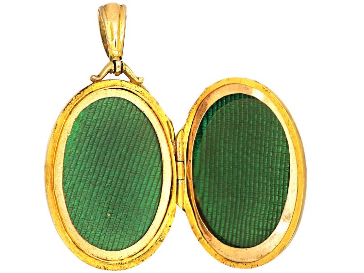 Edwardian 9ct Gold Oval Locket with Engraving on Both Sides