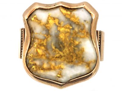 19th Century Gold Rush 18ct Gold Signet Ring set with Gold Quartz