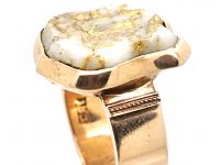 19th Century Gold Rush 18ct Gold Signet Ring set with Gold Quartz