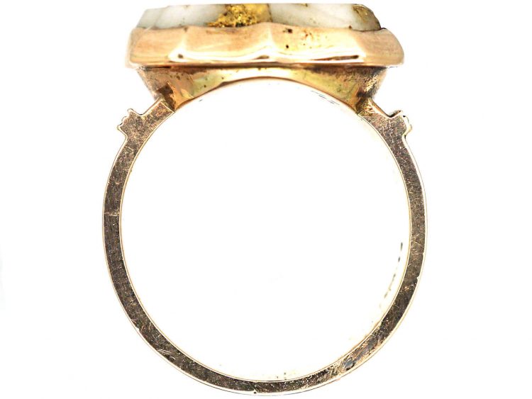 19th Century Gold Rush 18ct Gold Signet Ring set with Gold Quartz