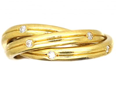 18ct Gold Trinity Ring set with Diamonds by Cartier