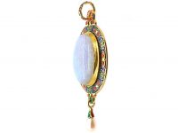 Victorian 18ct Gold & Enamel Holbeinesque Pendant set with an Opal