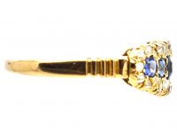 Edwardian 18ct Gold, Five Stone Sapphire & Rose Diamond Ring